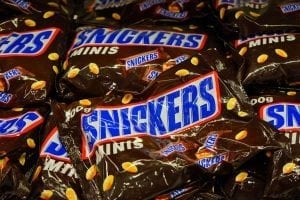 snickers fun size calories