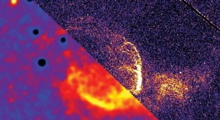 A giant interstellar bubble being blown in the Andromeda Galaxy