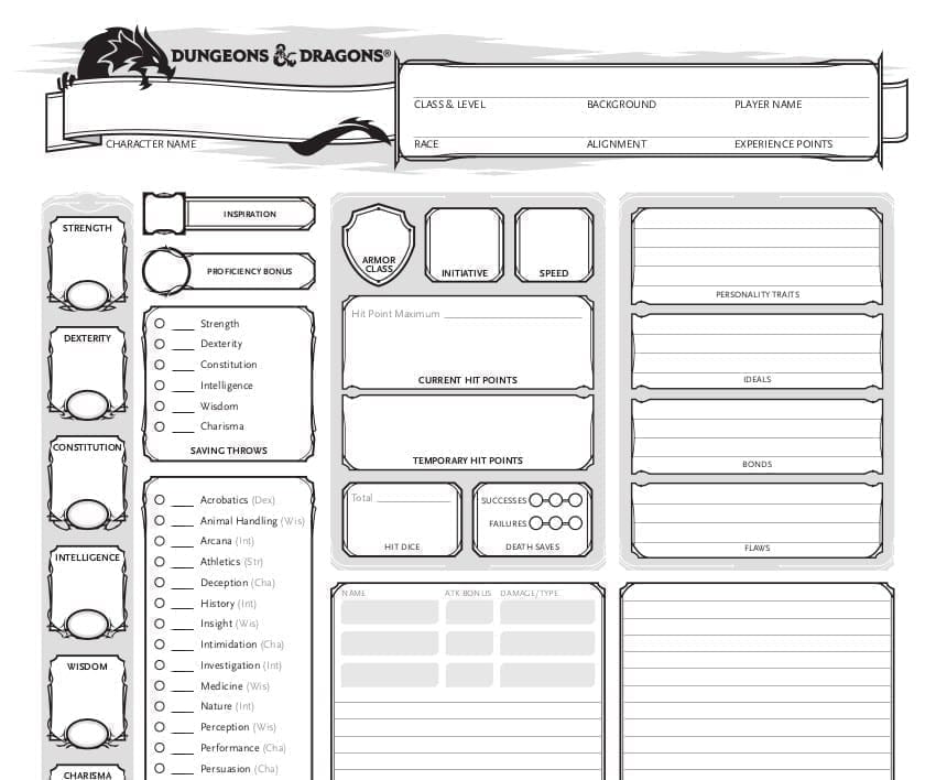 D D 5e Character Sheet Player Tools For Beginners