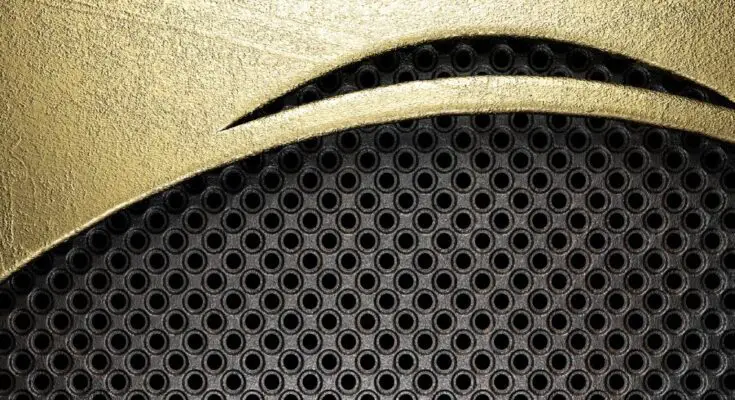 A woman divided by a stark white line; her younger self is on the left, and her older self is on the right.